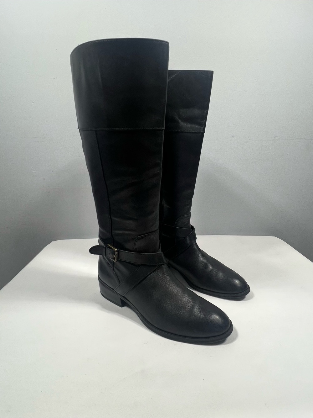 Ralph Lauren Boots Womens Knee High Riding Boots 9 Leather Wide Calf Western